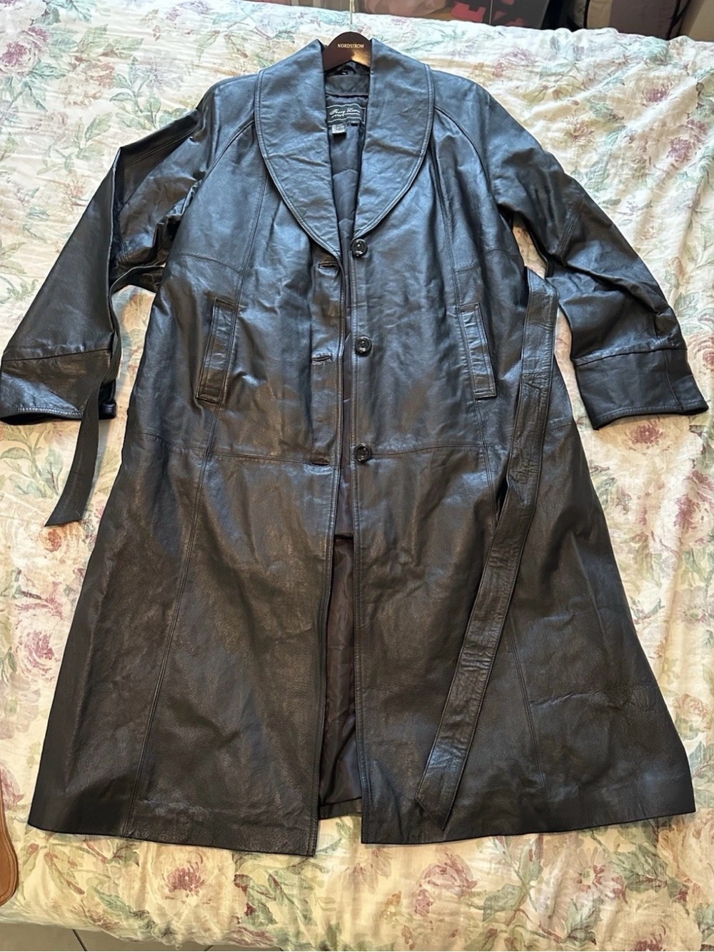 Terry Lewis Classic Luxuries Black Belted Women's Long Overcoat Size L